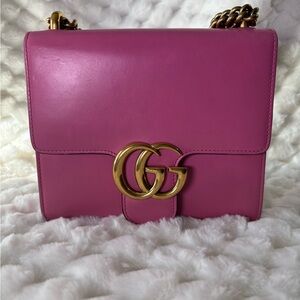Gucci  Marmont Pink Leather Shoulder Bag